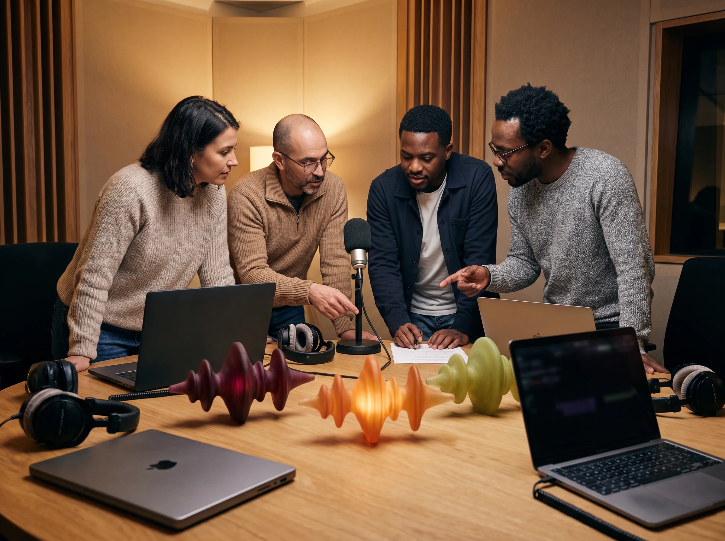 People planning together around a studio table